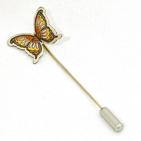 Vintage Reed & Barton Damascene Butterfly Stick Pin - Picture 2 of 7